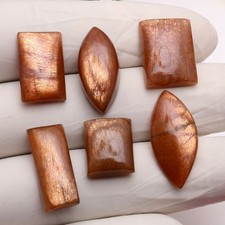 Set 6 Pcs Natural Sunstone Top-Grade 14mm-24mm Cabochon Untreated Gemstones Lot