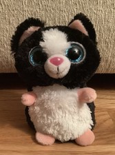 Wild Republic Mini Tuxedo Black White Cat Plush Beanie Sparkly Blue Eyes 4