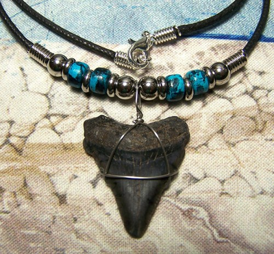#ad MEGALODON SHARK TOOTH 1 1 8quot; NECKLACE SHARKS TEETH LARGE FOSSIL DIVER GEM COLOR $15.79