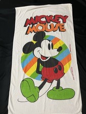 Vintage Walt Disney Mickey Mouse Terry Cloth Bath Beach Towel Franco USA - READ