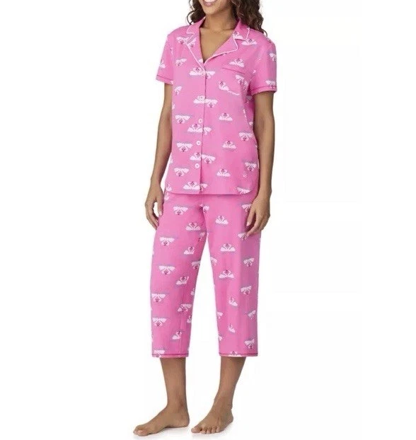 Juego de Pijama Recortado Cuddl Duds Rosa Estampado Corazón 2 Piezas Nuevo con Etiquetas Talla M Estilo CD50006 Foto 3 de 4