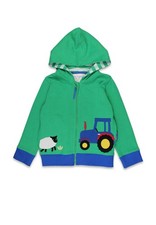 Toby Tiger Bio-Baumwoll Kinder Sweatjacke mit Kapuze und Bauernhof-Applikation