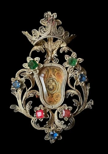 old relic theca + document LIGNO SS.CRUCIS-HOLY CROSS  18 Th.