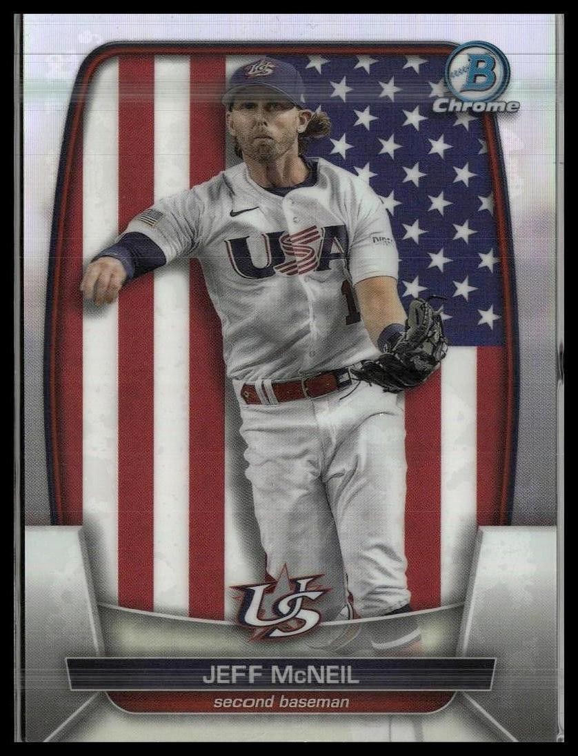 2023 Bowman Chrome #WBC-87 Jeff McNeil WBC Flag Refractor #/499 SN