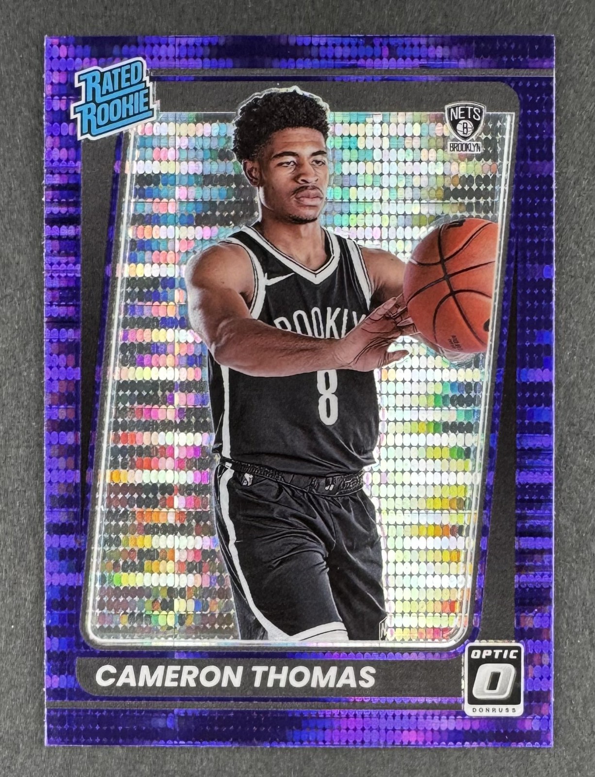 Cameron Thomas 2021 Donruss Optic Rated Rookie Target Purple Pulsar Prizm #153