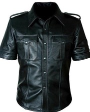 Men's Premium Ultra-Soft Sheepskin Leather Shirt Jacket Lightweight Shirt Black