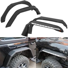 Fit 2018-2024 Wrangler Jeep JL/JLU 4Pcs Steel Flat Front & Rear Fender Flares
