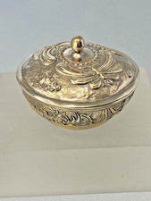 Vintage Ornate Yellow Metal Oriental Trinket Box