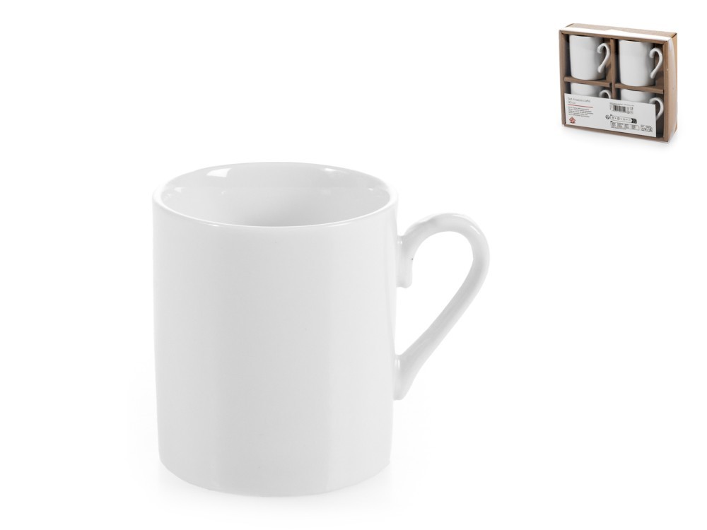 Home Set Of 4 Coffee Cups Without Saucers In White Porcelain Shape CC 90