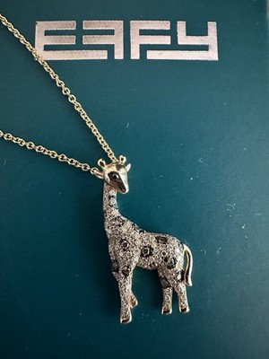 Effy Safari 14K Gelbgold Espresso & weißer Diamant Giraffe Anhänger Halskette