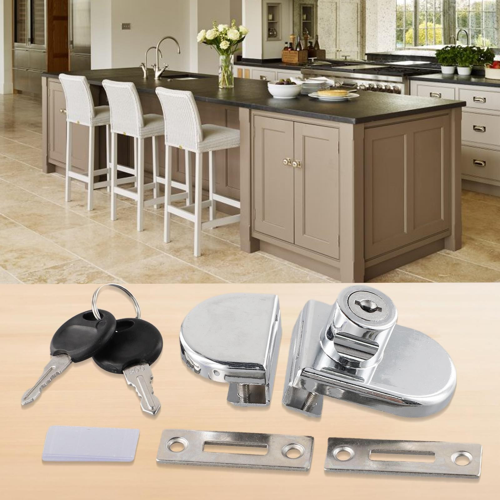 Glass Door Lock For 5-8mm Thick Glass Hardware Improvement No Drilling