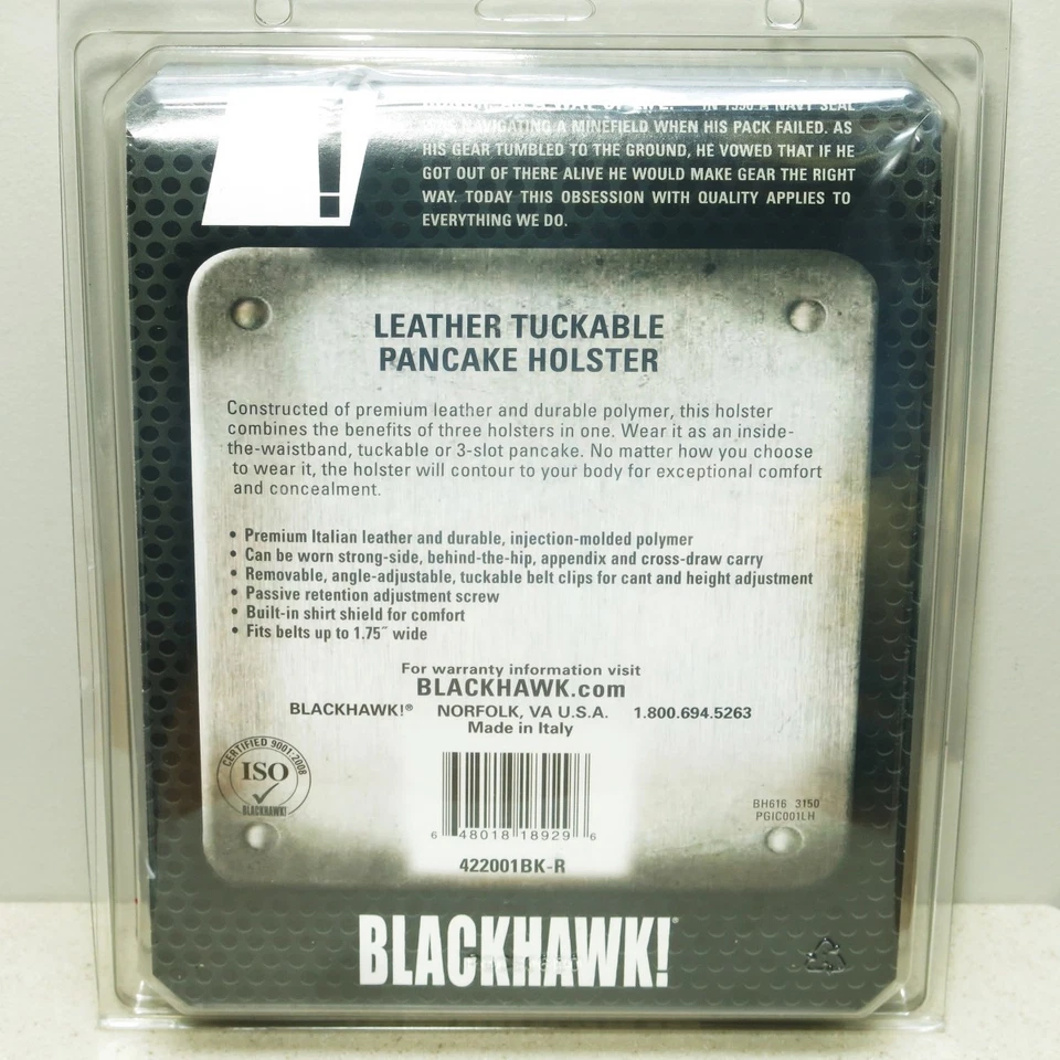 BLACKHAWK Leather Tuckable Pancake Holster Smith & Wesson M&P 9 40 4.25" Size 01 - Image 3 of 3