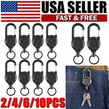 Retractable Carabiner Keychain with Badge Holder Heavy Duty Car Key Chain