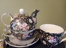 Stechcol Gracie Bone China Tea For One Teapot Floral Design-new (91A)