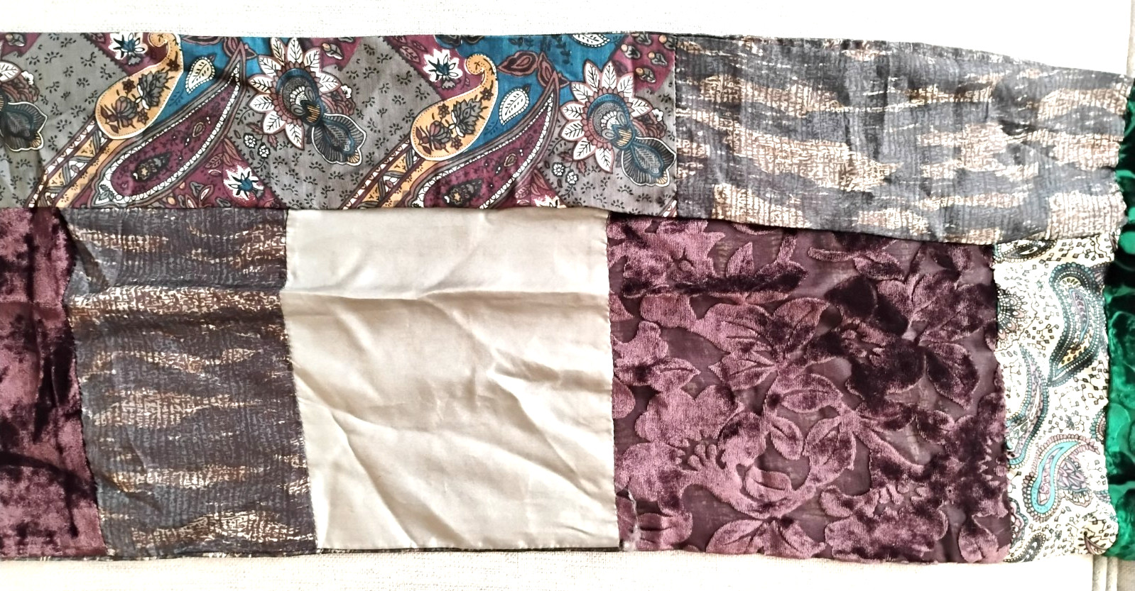 Patchwork Silk Blend Multicolor Scarf Maximalist … - image 13