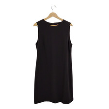 Quince Fluid Crepe Sleeveless Shift Dress Black Basic Sleeved M