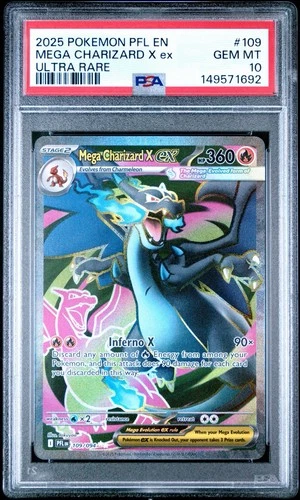 Mega Charizard X Ex 109/094 Ultra Rare Phantasmal Flames 2025 PSA 10 Gem Mint