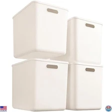 4-Pack Extra Large White Plastic Storage Bins with Lids & Handles for Toys,