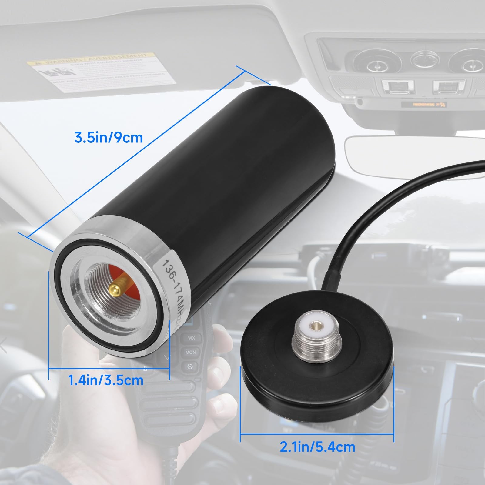 Eightwood Dual Band VHF UHF Ham Mobile Radio Antenna PL259 Connector with Mag...