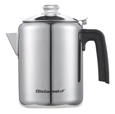 Elite Gourmet 8 Cup Stainless Steel Coffee Percolator for Home or Camping