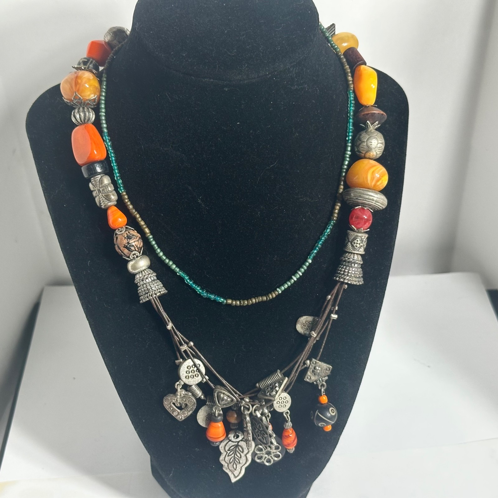 Coldwater Creek Beaded Necklaces Tribal Boho Fair… - image 2