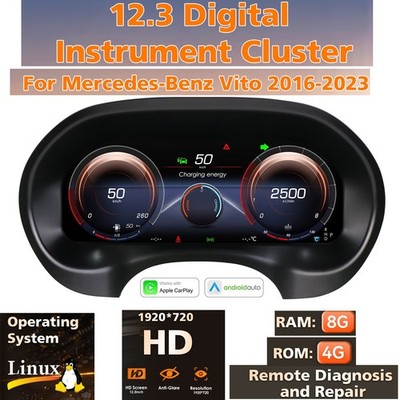 12,3'' LCD Digital Kombiinstrument Für Mercedes Benz VITO 2016-2023 Linux CarPlay