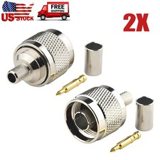 New 2 N-Type Male Plug Crimp Type RF Connectors 50  for RG8X LMR240 Coax Cable