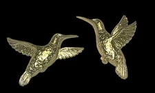 VTG 2 Homco Hummingbirds MCM Wall Art Decor Gold Plastic 7669 USA Vintage
