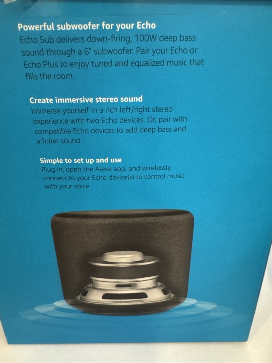 Amazon Echo Sub 100W Smart Subwoofer Alexa Speaker | eBay