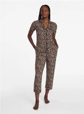 Joyspun Dreamy Soft Notch Knit Top and Capri Pants Pajama Set XL Leopard Animal