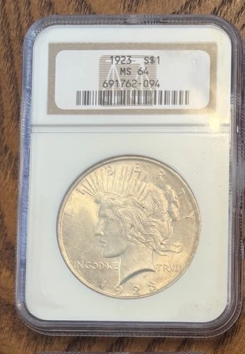 1923 PEACE SILVER DOLLAR NGC MS64 BEAUTIFUL !!!