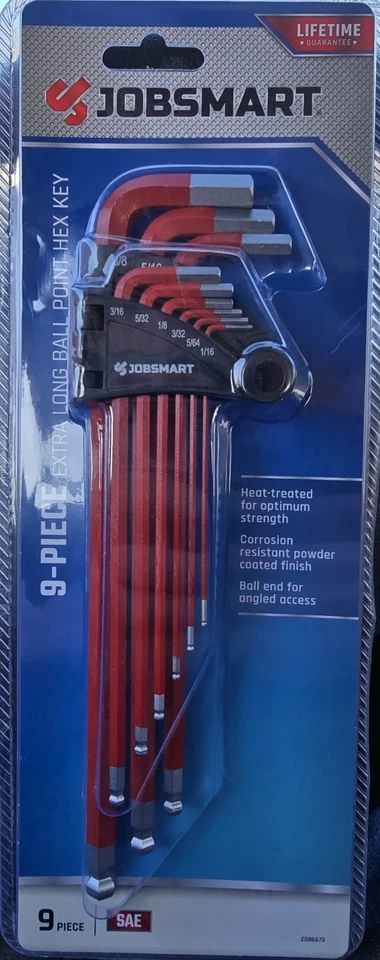 9 Piece Extra Long Ball Point Hex Key Set SAE - Image 4 of 4