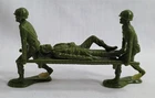 Vintage Green Army Men Toy Wounded Soldier Stretcher Bearers Marx Navarone