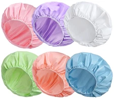 6 PCS Shower Caps for Women, Double Side Waterproof Shower Cap, Reusable Elastic