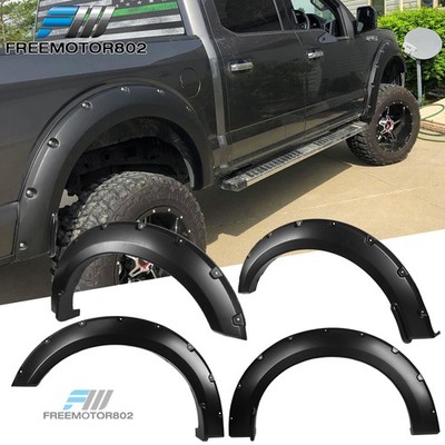 Fits 18-19 Ford F150 Pocket Style Fender Flares 4PC Set Smooth Black - PP