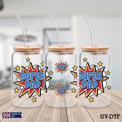 Vatertag UV DTF Aufkleber - 16oz Libbey Dose Glasfolie zp920