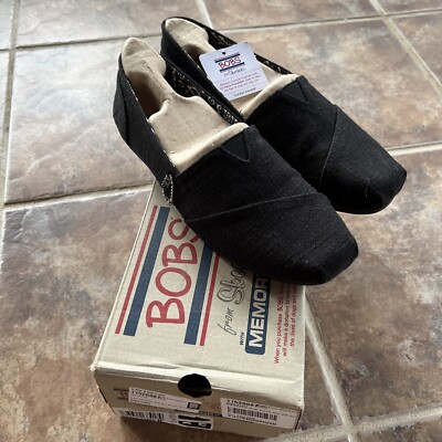 BOBS by SKECHERS Women's Memory Foam Slip-on Shoes ~ Black ~ Size 9.5