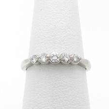 14k White Gold 5 Diamond Wedding Anniversary Band Ring