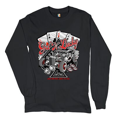Get'N Lucky Hot Rod Long Sleeve T-shirt Ace of Spades Vintage Drag Racing