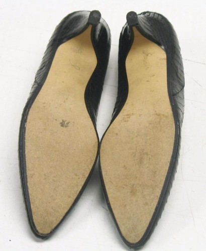 Vtg. 80s J. RENEE BLACK SNAKESKIN PUMPS DRESS HIGH HEEL SHOES 3001A Size 6N - Picture 8 of 12