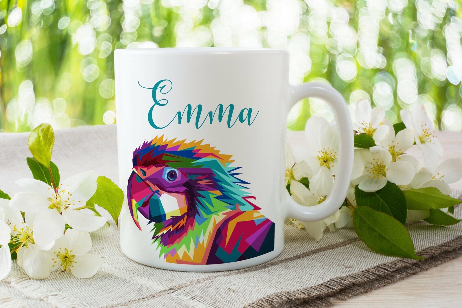 Custom Personalised Parrot Mug Multi Coloured Parrot Lover Bird Lover  Zoo Gift