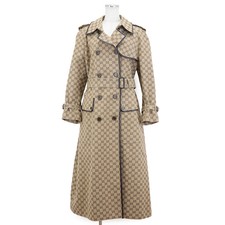 GUCCI GG Canvas With Leather Piping Trench Co...