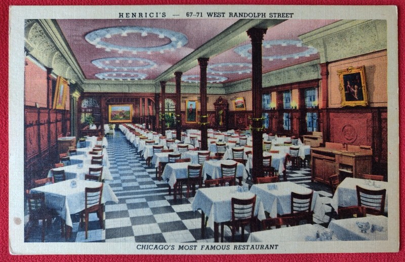 Vintage Linen Postcard-Henrici's Restaurant - Chicago, IL-kept Pristine in Album