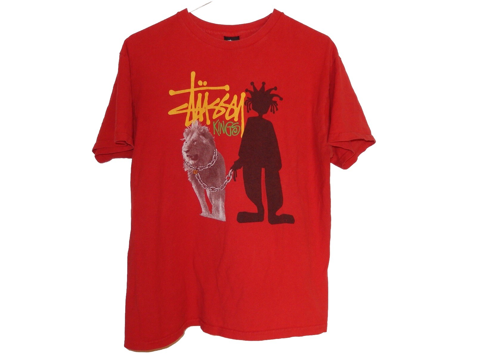 Vtg Stussy Kings Tee Size Mens Medium Red Lion Chain Y2k Shirt RN #94974