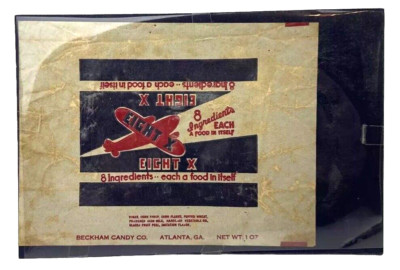 Vtg Eight X Candy Bar Wrapper 1 Oz Beckham Candy Co Atlanta GA Airplane RARE