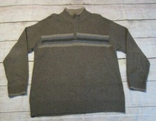 M&S Marks & Spencer Blue Harbour Brown Taupe Lambswool Sweater 1/4 Zip Mens XL