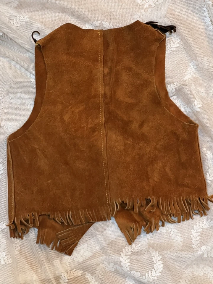 De Colección Auténticos Trajes Occidentales Para JR. Vaqueros Cuero de Vaca Chap Chaleco Flecos Tachuelas Bo Foto 4 de 4