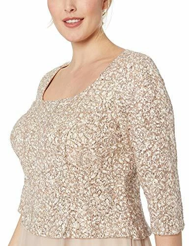 Vestido falso de encaje talla grande Alex Evenings de $199, champán/marfil 14 Plus Foto 3 de 4