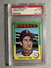 1975 Topps MINI #139 Horacio Pina PSA 8 California Angels