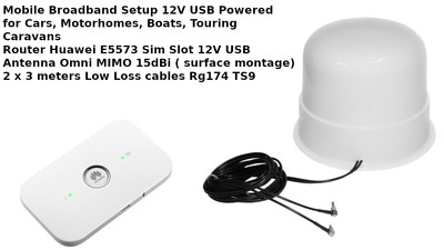 Mobile Broadband Antenna Aerial Booster LTE 4G 3M Huawei E5573 Boat Motorhome 